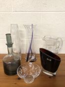 Decorative glass ware, A collection of decorative glass items to include , Dartington water Jug,