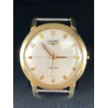14ct Gold Automatic Gold watch by LONGINES with silver dial alternate baton and roman numeral