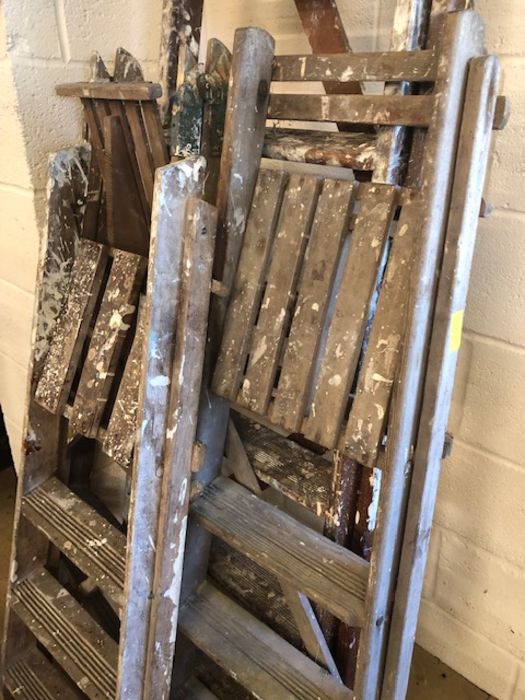 Four vintage wooden step ladders, useful for decorative or shop display, tallest approx 247cm, the - Image 3 of 5