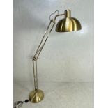 Modern floor-standing, brass-effect Anglepoise standard lamp, approx 175cm in height