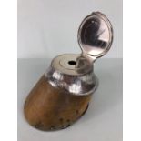 Silver ink well horses hoof, Ink well made from a horses hoof with English silver mounts