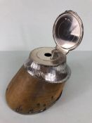 Silver ink well horses hoof, Ink well made from a horses hoof with English silver mounts