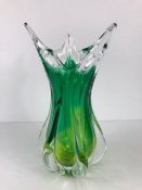 Art glass vase in graduating shades of green, possibly Murano, approx 28cm in height