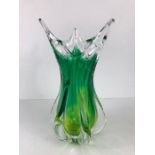 Art glass vase in graduating shades of green, possibly Murano, approx 28cm in height