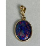 Opal triplet pendant, 925 marked oval triplet pendant, suspension loop set with 2 stones.