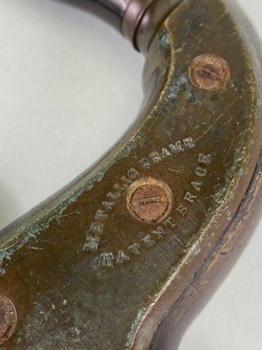 Vintage tools, Wood and brass Brace drill, Thomas Turner & Co Sheffield and a small steel brace - Image 6 of 9