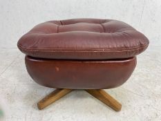 Mid century furniture, Vintage Parker Knoll, foot stool, upholstered in burgundy leatherette, on