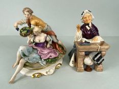 China figures, Royal Doulton figure, Schoolmarm HN2223 and an original Art works romantic figure