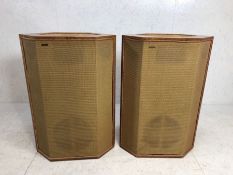Wharfedale speakers , A Pair of Large Wharfedale wooden fabric fronted cabinet speakers model w4