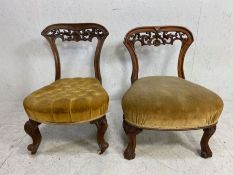 Two Colonial nursing chairs, possibly Burmese or Nepalese, one with original castors, and approx