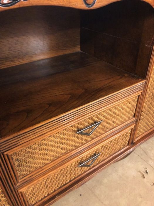 Large modern sideboard with woven rattan detailing two cupboards and drawers under and accompanied - Image 6 of 9