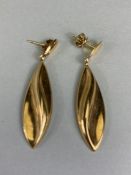 Drop earrings, a pair of 9ct gold earrings, elegant marquise design approximately 2.8g