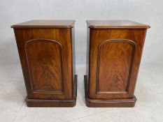 Pair of large mahogany cupboards / bedsides, with internal drawer and shelving, each approx 55cm x