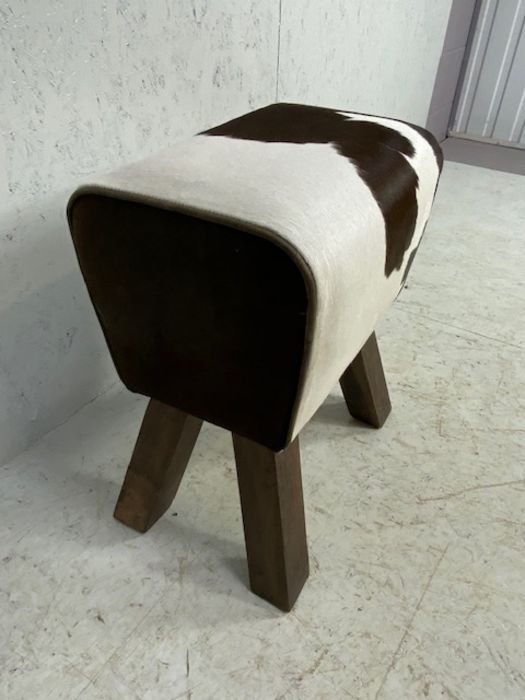 Contemporary faux cowhide footstool, approx in 52cm in height - Image 3 of 4