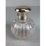 Silver top sent bottle, early 20th century silver flip top sent bottle London 1908, glass stopper