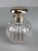 Silver top sent bottle, early 20th century silver flip top sent bottle London 1908, glass stopper
