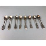 collection of eight various engraved Hallmarked silver teaspoons to include Victorian and Georgian