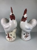 interior decorators interest, A pair of white oriental style ceramic roosters with red highlights