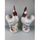 interior decorators interest, A pair of white oriental style ceramic roosters with red highlights