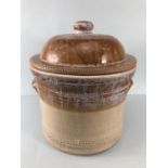 Large salt-glazed bread crock, approx 36cm in height x 29cm wide