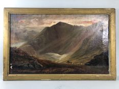 Framed oil on canvas of a Scottish landscape, in the manner of FRANCIS E. JAMIESON, approx 59cm x