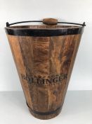 Wooden champagne bucket marked 'Bollinger',approx 40cm in height