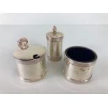 Silver Cruet set , English Silver cruet set comprising of a Salt dish with glass liner, Pepper pot