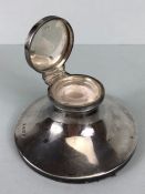 Silver ink well, English silver capstan ink well Hallmarked for Birmingham , retaining glass liner