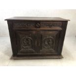 Antique oak cupboard with oak detailing, approx 127cm x 58cm x 97cm