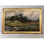 Framed oil on canvas of a Scottish landscape, in the manner of FRANCIS E. JAMIESON, approx 50cm x