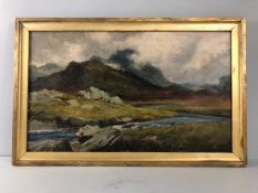 Framed oil on canvas of a Scottish landscape, in the manner of FRANCIS E. JAMIESON, approx 50cm x