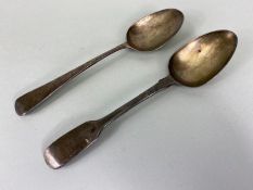 Two Silver hallmarked Georgian spoons each hallmarked for London. The smaller dated 1808 by maker HS