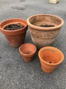 Three terracotta Garden pots