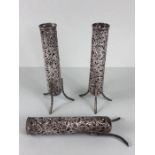 Chinese Silver, 3 Chinese Wang Hing Silver chop stick Click holders , tall form of open work