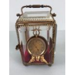 18ct Gold Pocket watch with Gold face and baton markers with key (winds and runs) in glass and