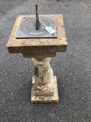 Garden Sundial on stepped square base with fixed metal sundial