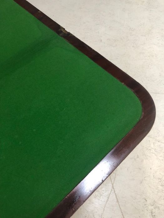 Regency D Shape 19th Century card table, the pivoting top enclosing a modern green baize, on a - Image 16 of 17