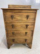vintage furniture, early 20th century dark wood chest of draws, run of 4 draws with tear drop