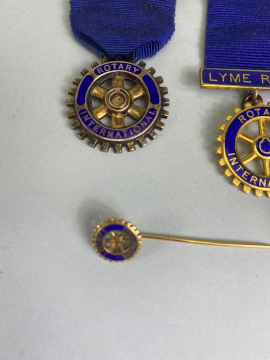 Rotary Club medals, 3 Rotary club medals 0ne of which is hall marked silver with gilt finish, and - Image 5 of 6