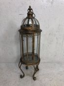 Tall glass, metal framed decorative lantern, approx 84cm in height