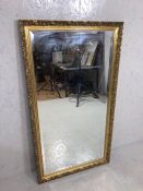 Decorative mirror, a large modern gold framed bevel glass mirror, approximately 128cm x 78cm