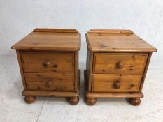 Pair of low pine bedsides