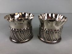 Victorian Silver Pots, 2 Small Victorian pots with fluted rims and pie crust bases, London 1892