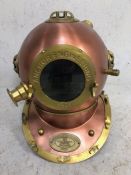 Copper coloured decorative reproduction divers helmet, marked 'Anchor Engineering', approx 43cm in