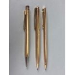 Three Gold filled pencils to include Parker 61-65 pencil, 14k gold filled Hallmark pencil,