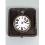 Over sized Brass Pocket watch with white dial and Roman Numerals winds and runs approx 67mm in