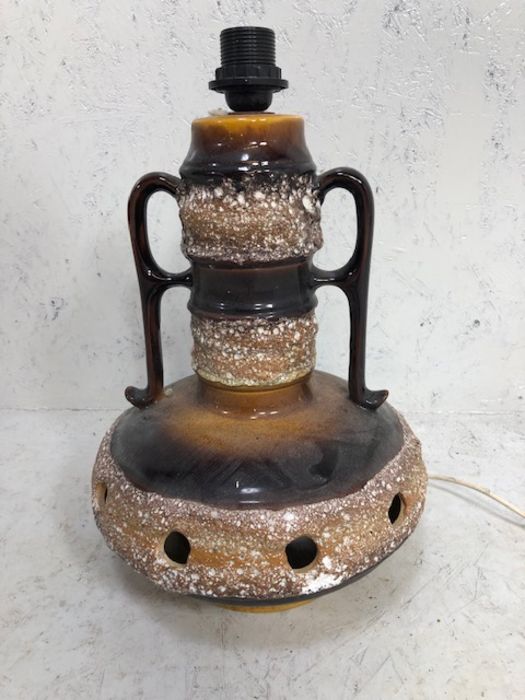 Retro lamp base, 1960s/70s brown lava glaze lamp base approximately 40cm high. A.F - Image 2 of 5