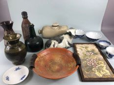 Miscellaneous china, A collection decorative china to include 2 Victorian tiles, a cow, oriental