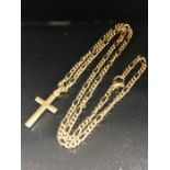 9ct Gold twisted necklace approx 44cm with a 9ct Gold cross pendant total weight 10g