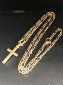 9ct Gold twisted necklace approx 44cm with a 9ct Gold cross pendant total weight 10g